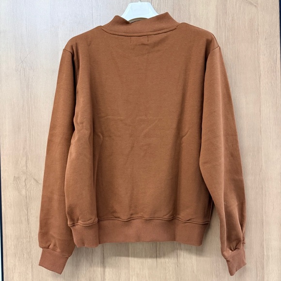 Parke Tan Mock Neck Sweatshirt | Varsity Logo Crewneck - Picture 4 of 5